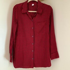 Old Navy Red Black L Plaid Long Sleeve button down shirt Alpine Outdoor Scandi